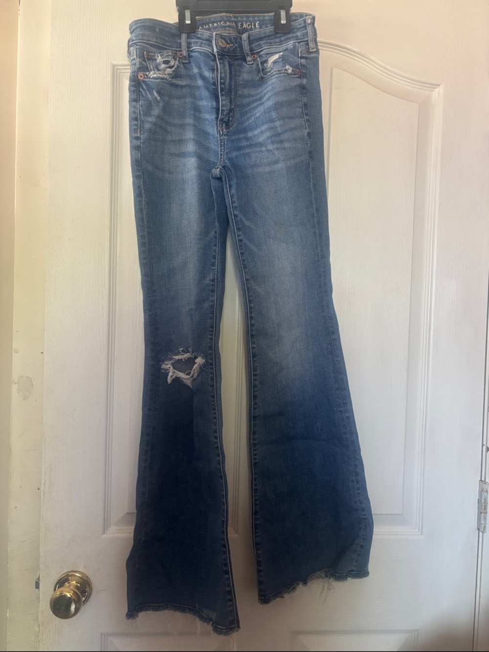 American Eagle Outfitters Blue Distressed Flare Jeans